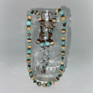 Hand created necklace and earrings set